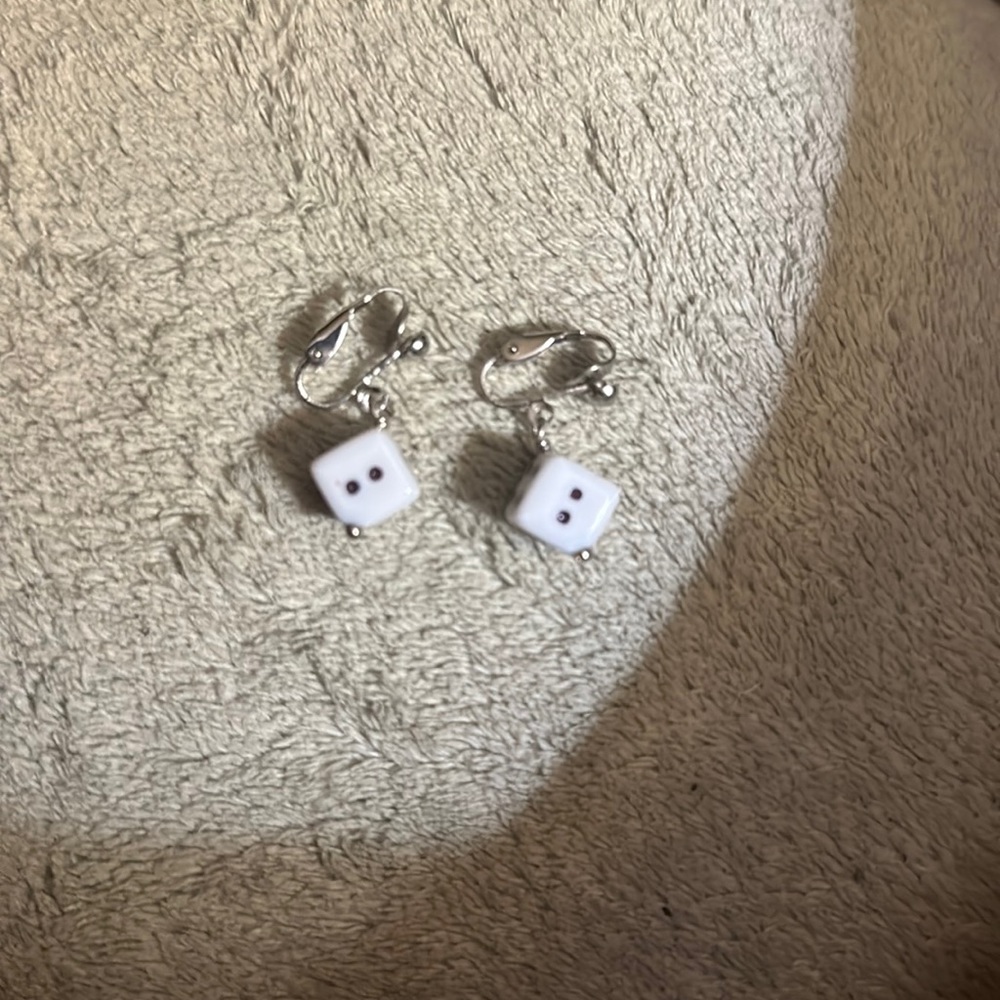 Clip on dice earrings
